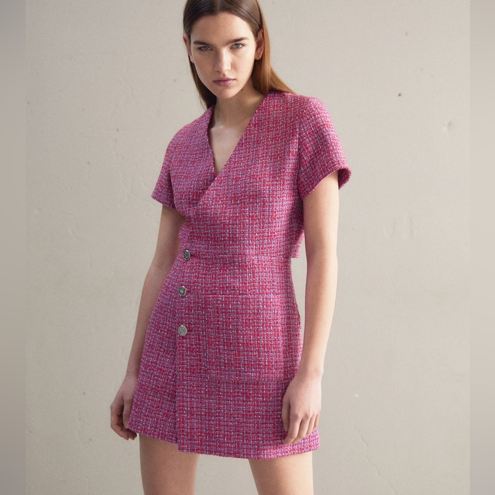 MAJE Tweed Wrap Dress - Picture 6 of 11
